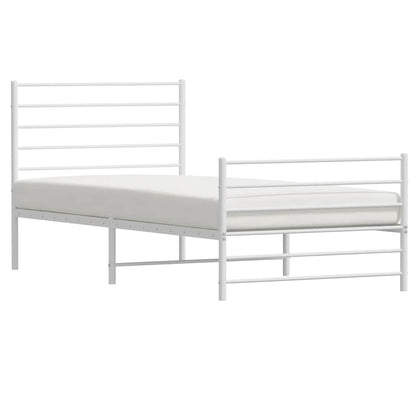 265190 - VIDAXL Kornizë shtrati metalik pa dyshek me mbështetëse për këmbët, e bardhë 100x190 cm