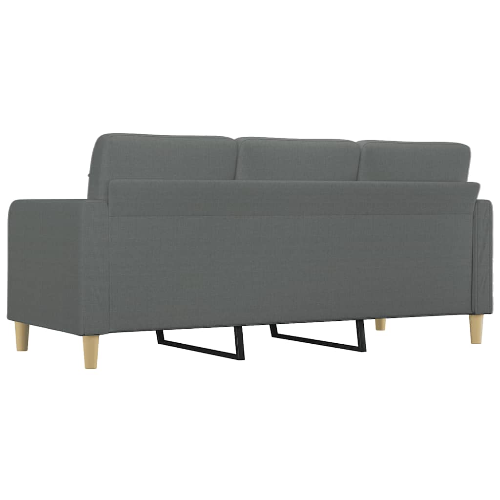 244572 - vidaXL Divan 3 Vendësh Gri i Errët 180 cm Pëlhurë
