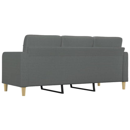 244572 - vidaXL Divan 3 Vendësh Gri i Errët 180 cm Pëlhurë