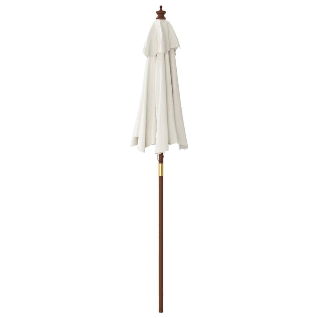 265214 - VIDA XL Çadër dielli për kopsht me shkop druri, ngjyrë rëre 196x231 cm