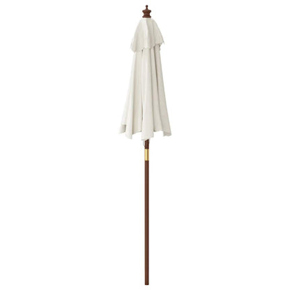 265214 - VIDA XL Çadër dielli për kopsht me shkop druri, ngjyrë rëre 196x231 cm