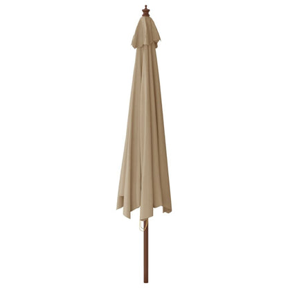 280236 - VIDAXL Çadër dielli për kopsht me shkop druri, ngjyrë bezhë 400x273 cm