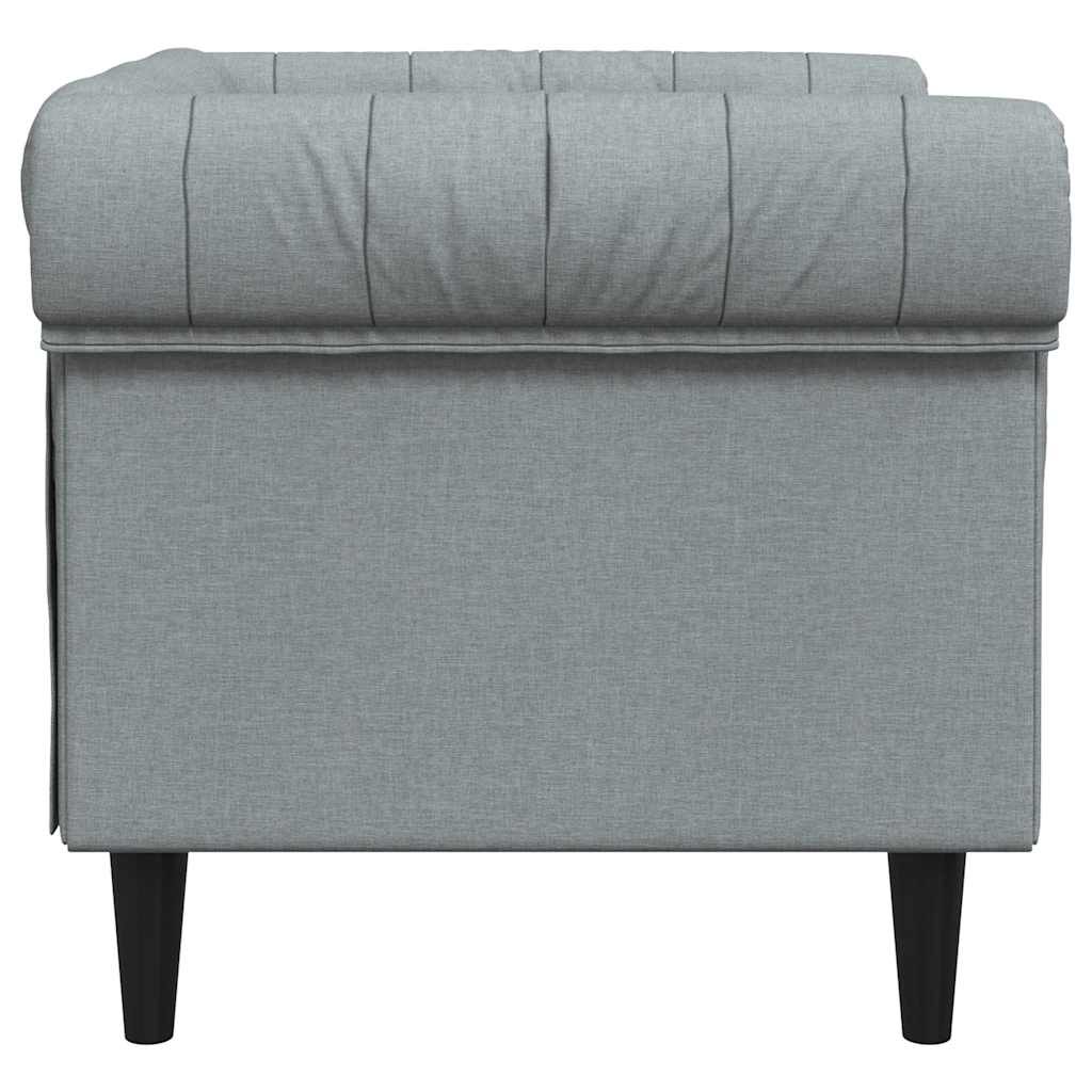280273 - VIDA XL Divan Kolltuk Chesterfield, Ngjyrë Gri e Çelët, Pëlhurë