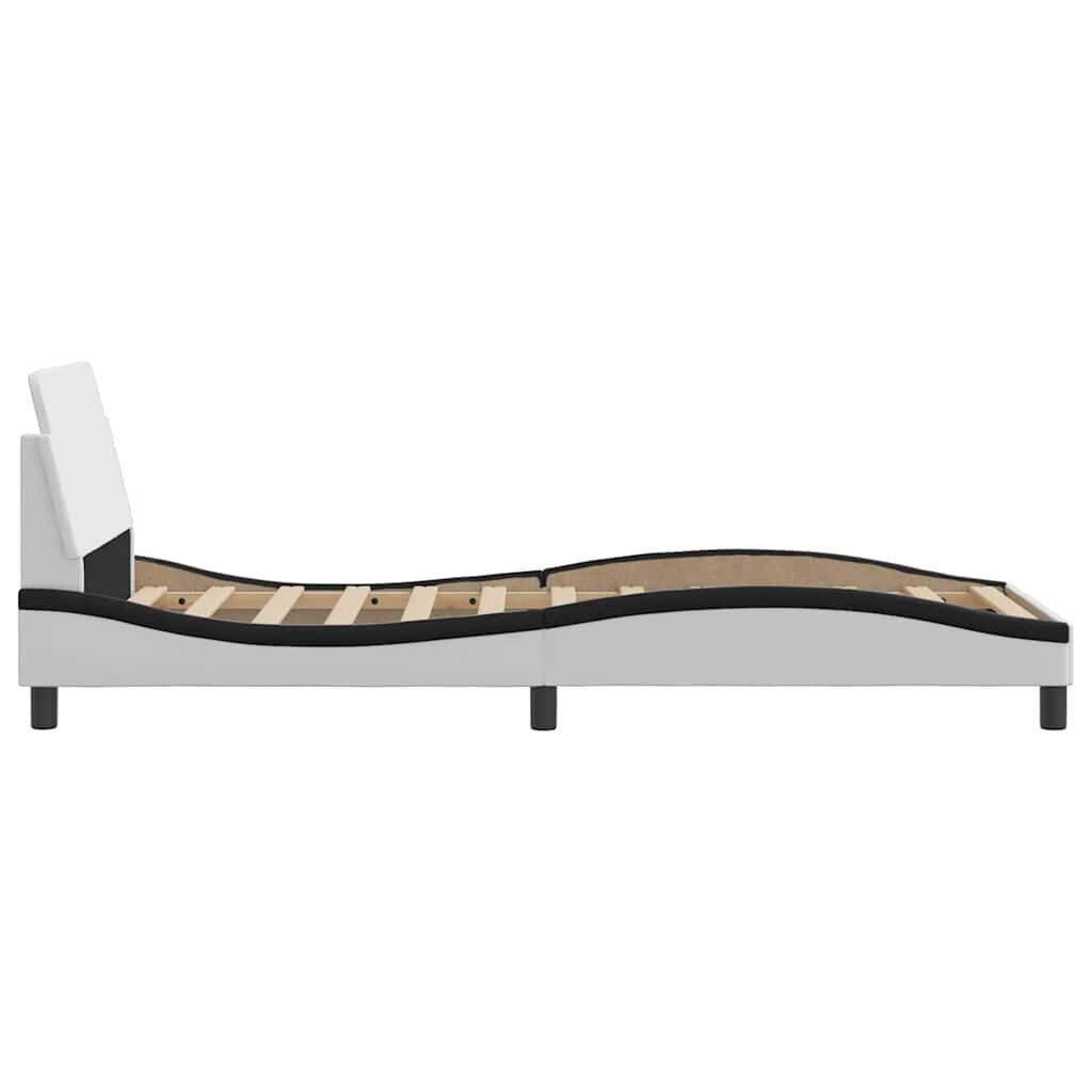 265261 - VIDA XL Kornizë shtrati "Dover" E bardhë dhe e zezë 90x190 cm Lëkurë artificiale
