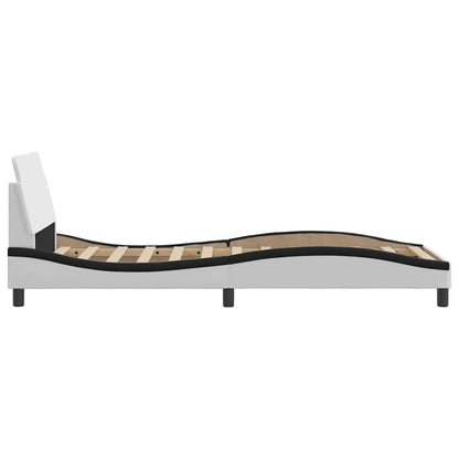 265261 - VIDA XL Kornizë shtrati "Dover" E bardhë dhe e zezë 90x190 cm Lëkurë artificiale