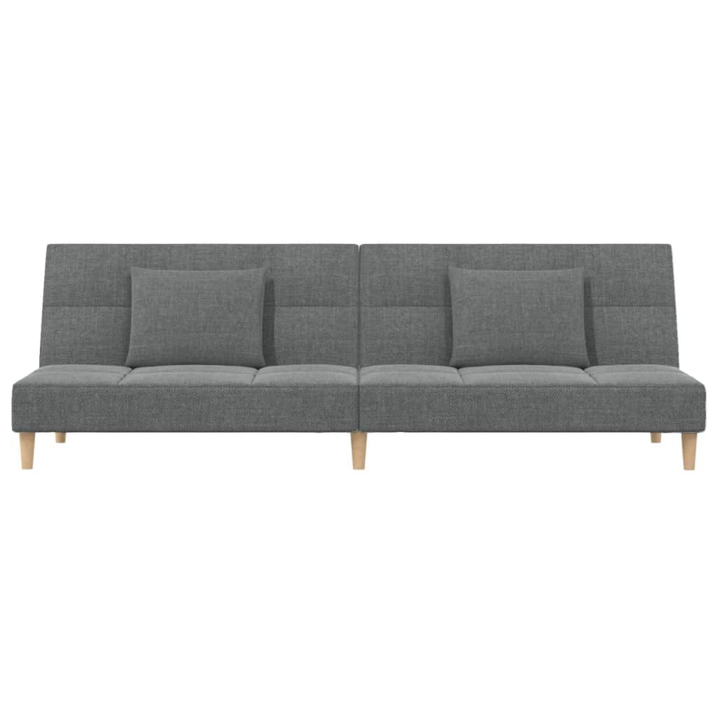 265272 - VIDAXL Divan-Krevat 2-Vendësh me Dy Jastëkë, Material Gri i Errët