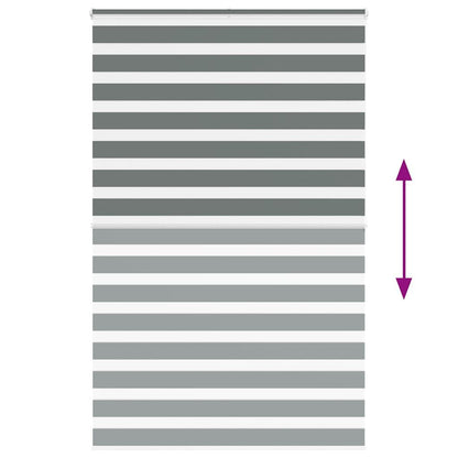 280340 - VIDAXL Perde Zebra Gri e Errët 140x200 cm, Gjerësia e pëlhurës 135,9 cm, Poliester