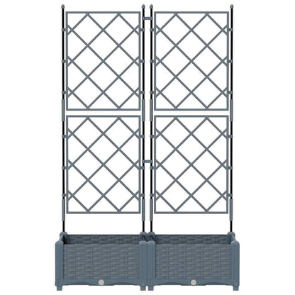 265352 - vidaXL Garden Planter 2 pcs LiGht Grey 80 x 40 x 125.5 cm Plastic