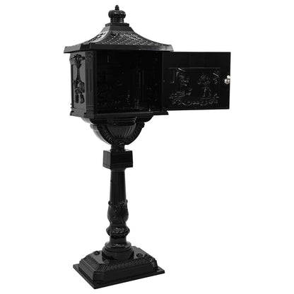 280456 - vidaXL Kuti Postare në Këmbë e Zezë 42.5 x 29.5 x 117 cm Alumin i Derdhur