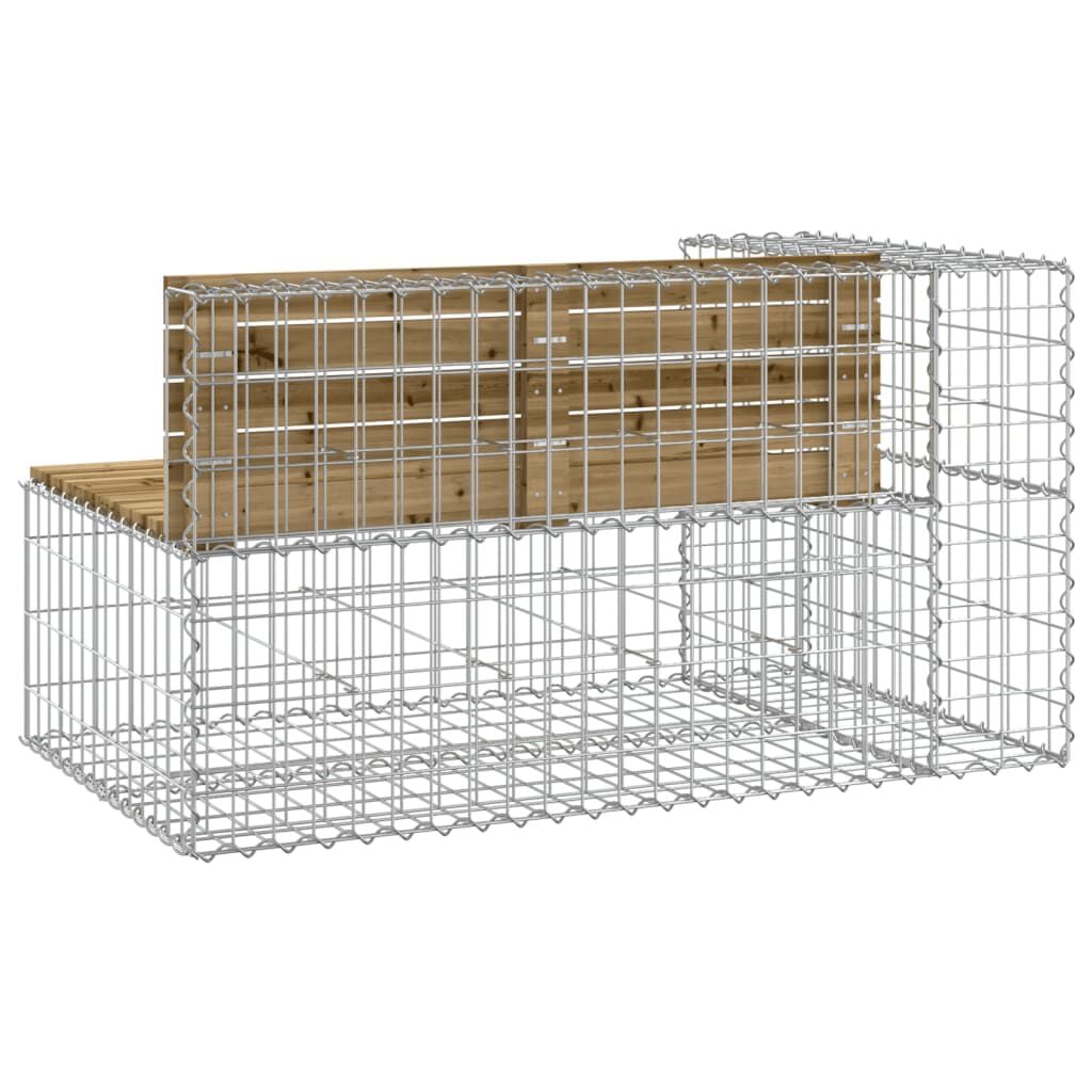 280559 - VIDAXL Stol Kopshti me Dizajn Gabion 122x71x65,5 cm Dru Pishe i Impregnuar