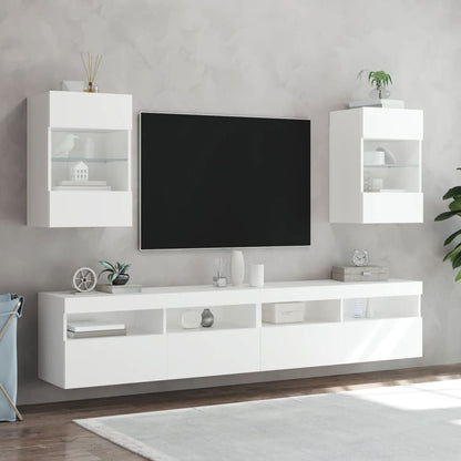 280563 - VIDA XL DOLLAP MURI PËR TV ME DRITA LED, I BARDHË 40x30x60,5 cm