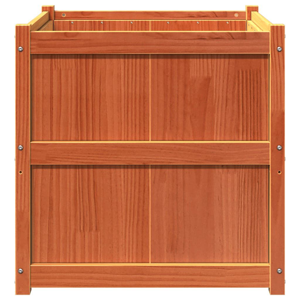280566 - VIDA XL VAZO KOPSHTI NGJYRË DYLLI KAFE 70x70x70 cm DRU PISHE I FORTË