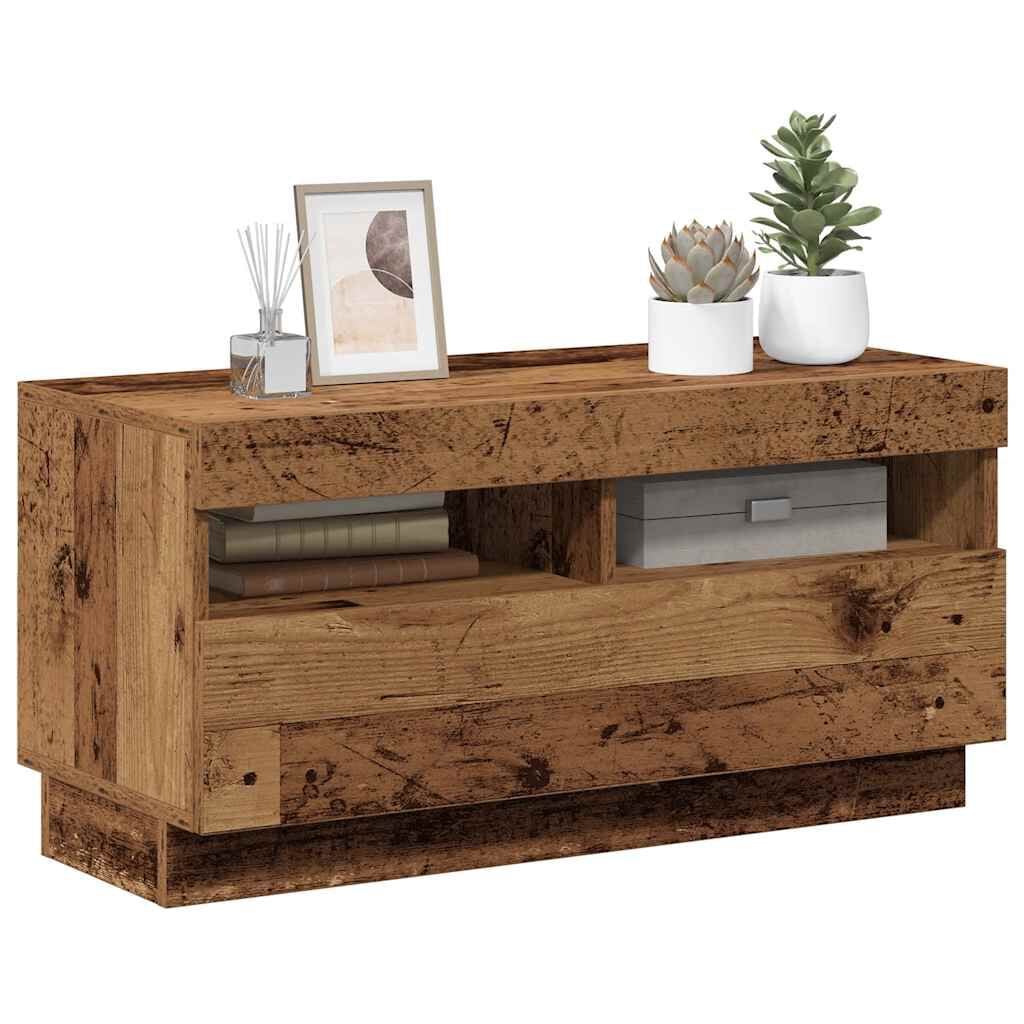 280587 - VIDAXL Kabinet TV me Drita LED Dru i Vjetër 80x35x40 cm Dru i Inxhinieruar