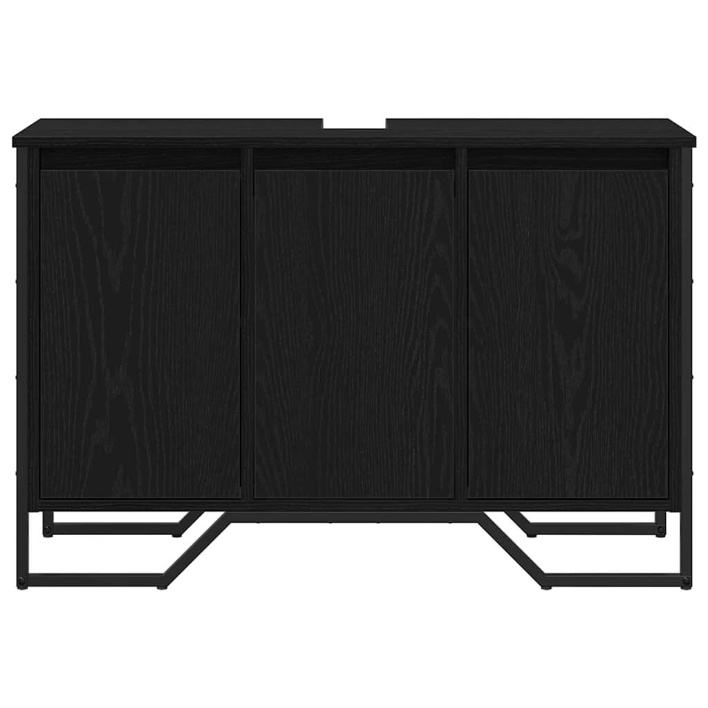 265566 - vidaXL Dollap Lavamani për Banjo, Lisi i Zi 91 x 35 x 60 cm, Dru i Përpunuar