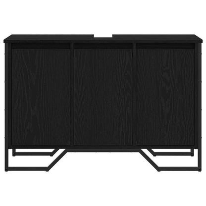 265566 - vidaXL Dollap Lavamani për Banjo, Lisi i Zi 91 x 35 x 60 cm, Dru i Përpunuar