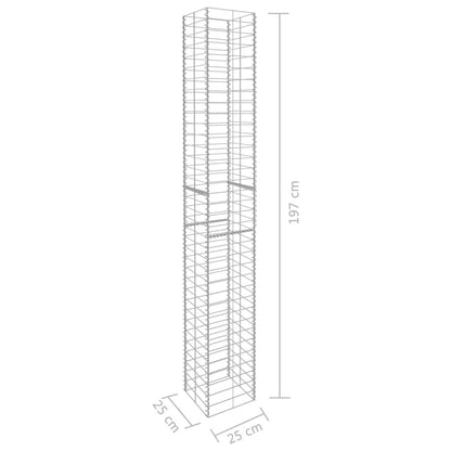 265010 - VIDAXL Shporta me gabion, 3 copë, celik i galvanizuar 25x25x197 cm