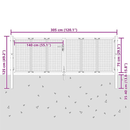 280040 - VIDA XL Portë Kopshti Antracit 300x75 cm Çelik