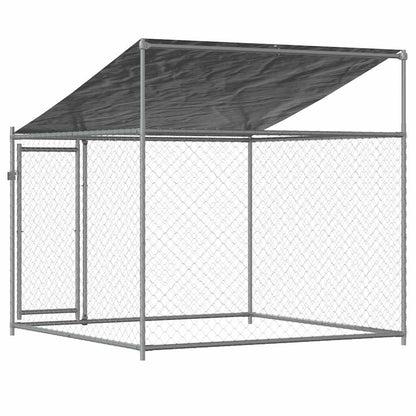 280056 - VIDA XL Kafaz Qeni me Çati dhe Derë Gri 2x2x2 m Çelik i Galvanizuar