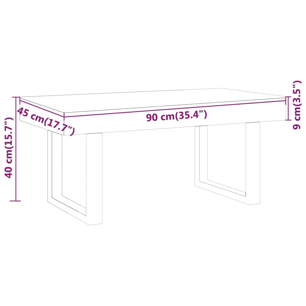 280075 - VIDA XL Tavolinë kafeje kafe e çelët dhe e zezë 90x45x40 cm MDF dhe hekur