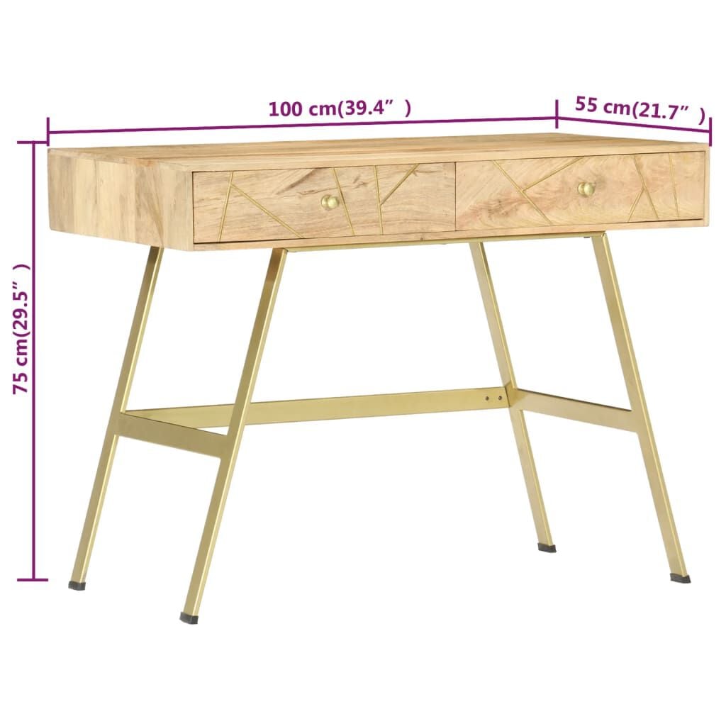 265078 - VIDAXL Tavolinë shkrimi me sirtarë 100x55x75 cm Dru mango i fortë