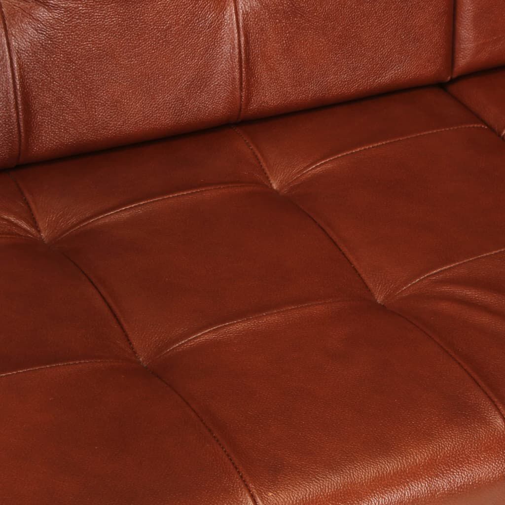 280077 - VIDA XL Divan 2-vendësh, Lëkurë Dhie e Vërtetë, Ngjyrë Kafe