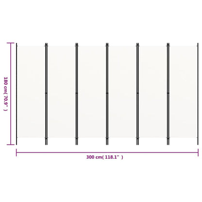 280145 - VIDAXL Ndarës Dhome me 6 Panele, i Bardhë 300x180 cm