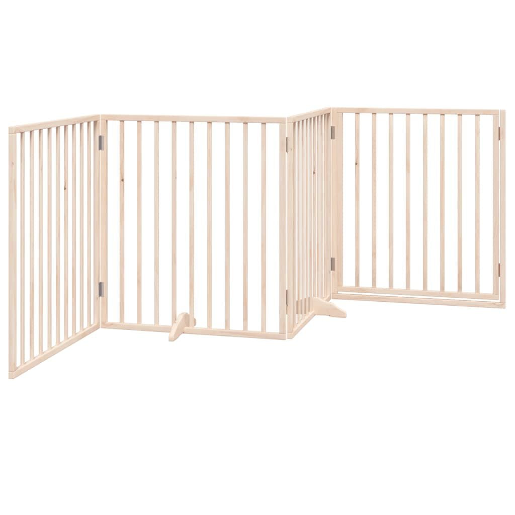 265188 - VIDA XL Portë Qeni me Derë të Palosshme me 4 Panele 320 cm Dru Plepi