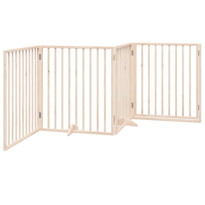 265188 - VIDA XL Portë Qeni me Derë të Palosshme me 4 Panele 320 cm Dru Plepi