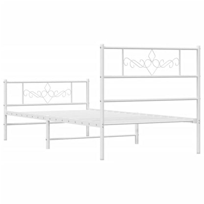 265196 - VIDAXL Kornizë shtrati metalik pa dyshek me mbështetëse për këmbët, e bardhë 75x190 cm