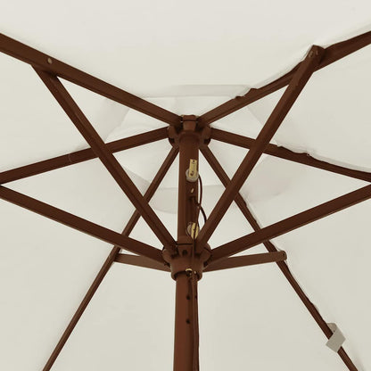 265214 - VIDA XL Çadër dielli për kopsht me shkop druri, ngjyrë rëre 196x231 cm