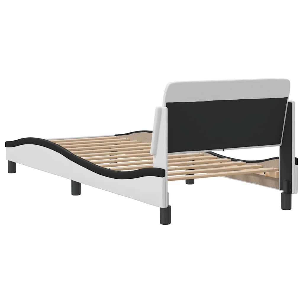265261 - VIDA XL Kornizë shtrati "Dover" E bardhë dhe e zezë 90x190 cm Lëkurë artificiale