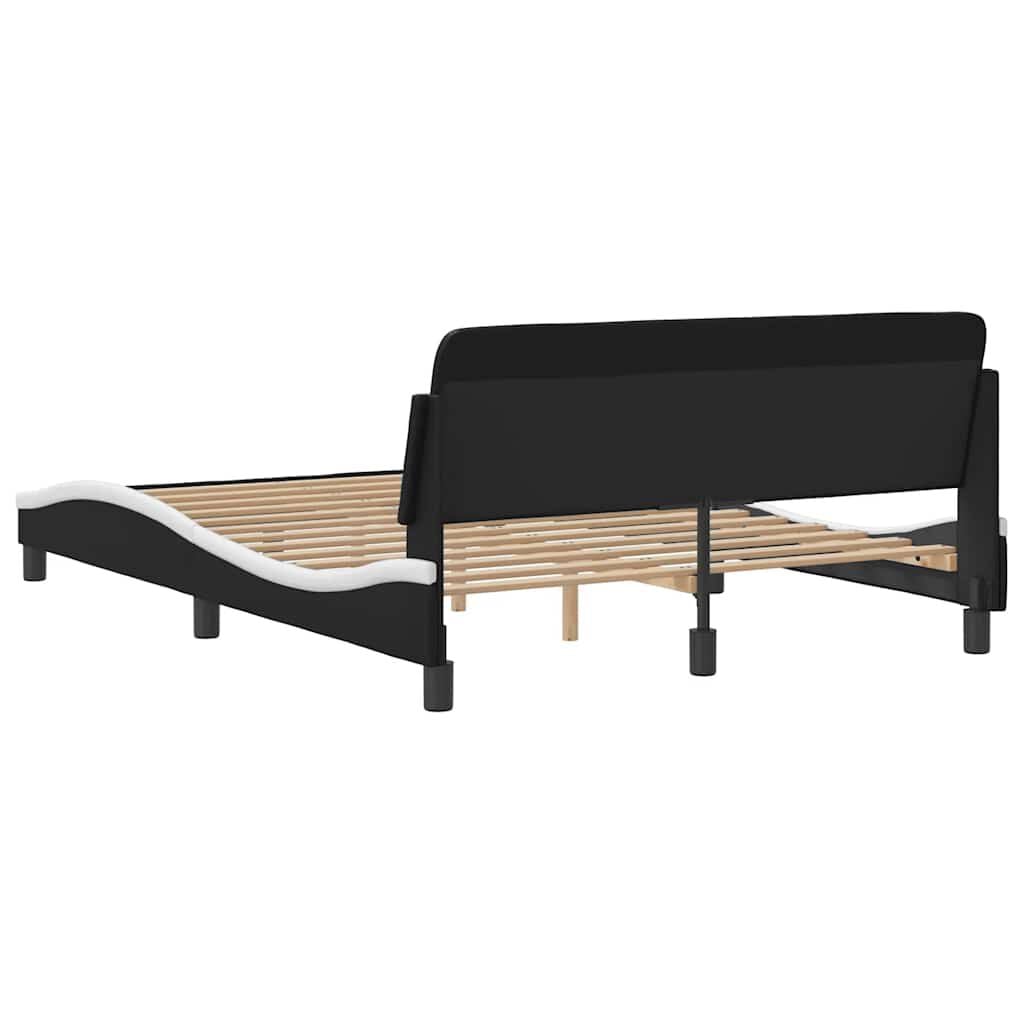 265262 - VIDA XL Kornizë shtrati "Dover" E zezë dhe e bardhë 120x200 cm Lëkurë artificiale