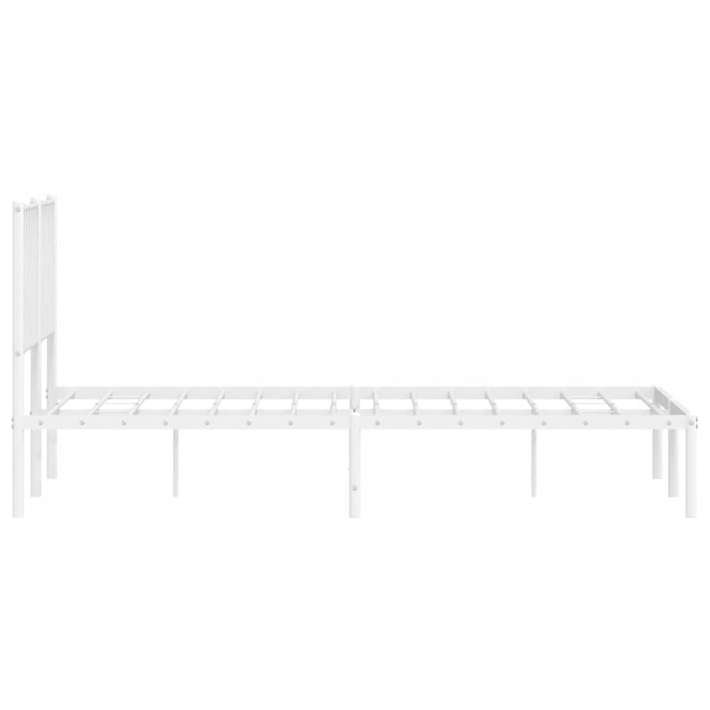 265268 - VIDA XL Kornizë shtrati metalike pa dyshek me kokën e shtratit, e bardhë 135x190 cm