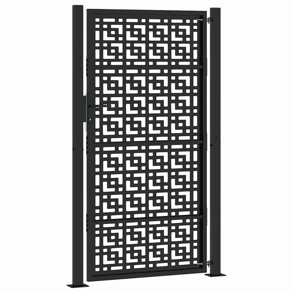 280358 - VIDAXL Portë Kopshti e Zezë 100x175 cm Dizajn Kryqi Çeliku