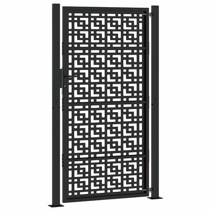 280358 - VIDAXL Portë Kopshti e Zezë 100x175 cm Dizajn Kryqi Çeliku
