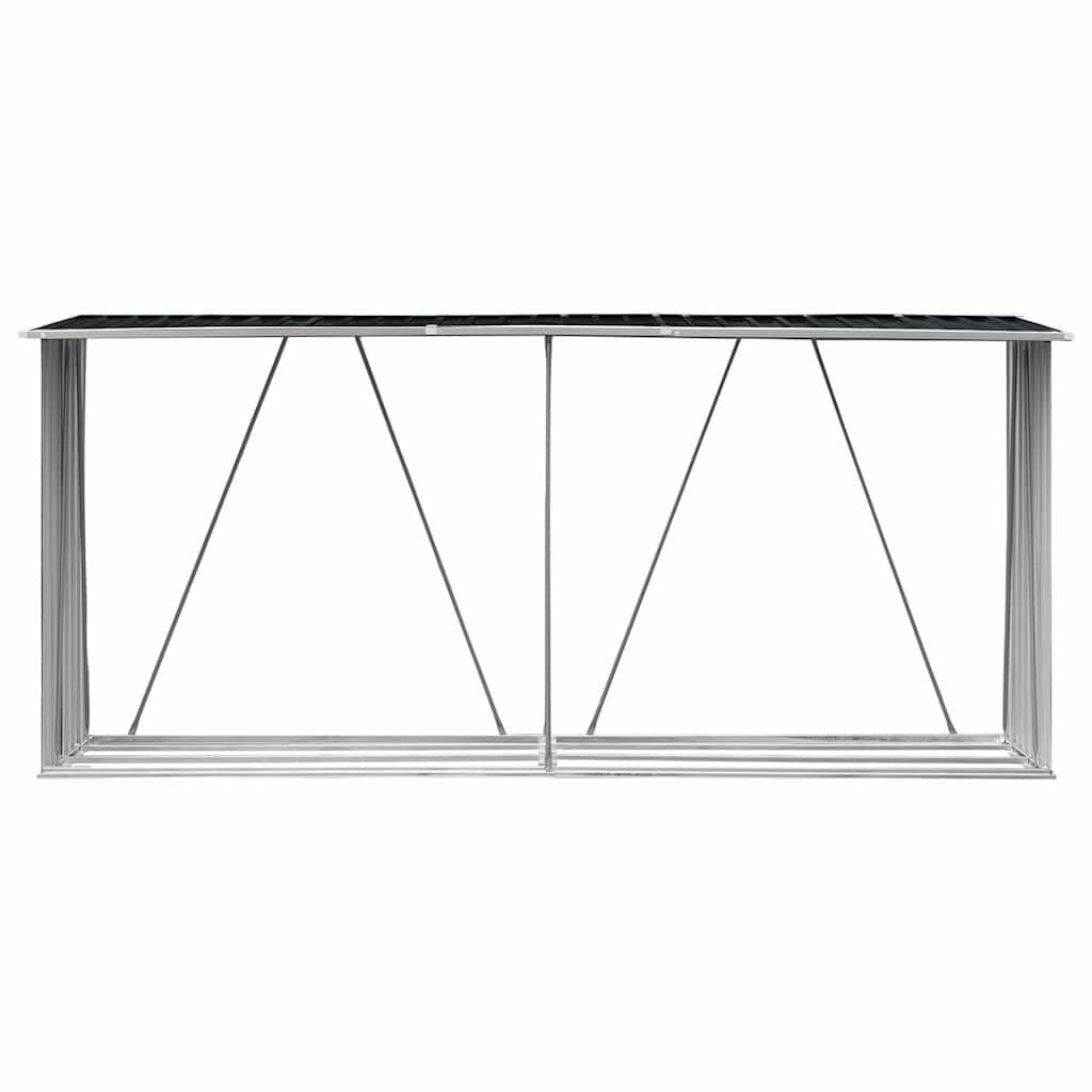 280502 - VIDAXL Hangar për Kopsht me Trungje, Çelik i Galvanizuar 330x84x152 cm Antracit