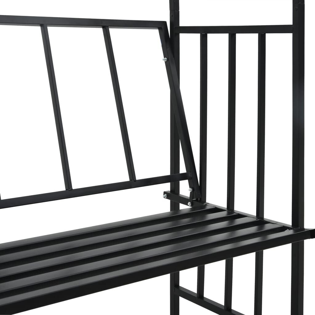 280503 - VIDAXL Hark Kopshti me Stol të Zi 128x50x207 cm Hekuri