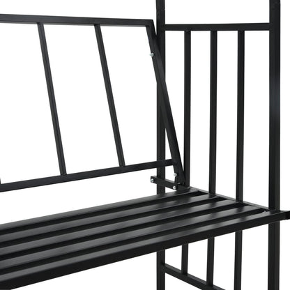 280503 - VIDAXL Hark Kopshti me Stol të Zi 128x50x207 cm Hekuri