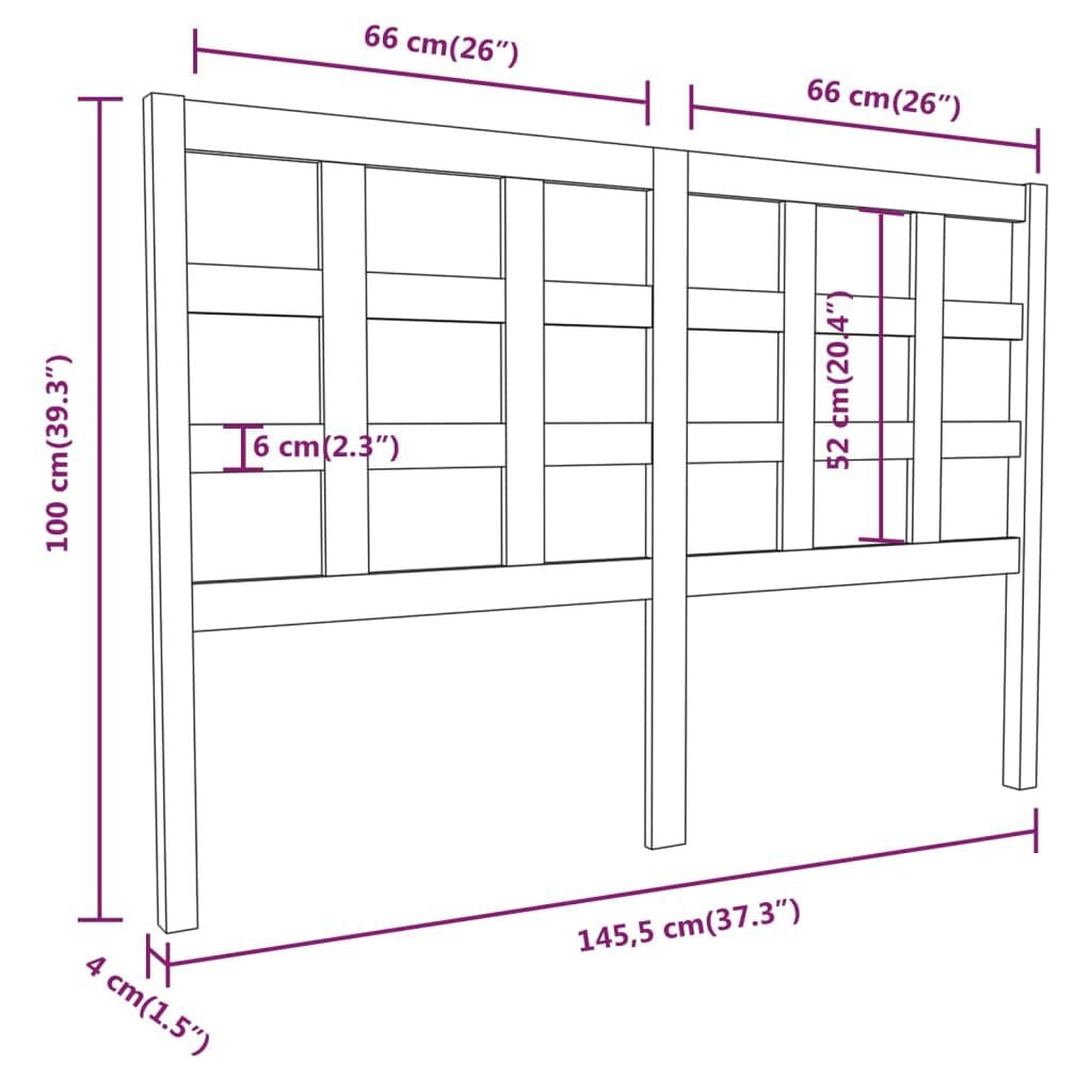 265466 - VIDAXL Koka e shtratit e zezë 145,5x4x100 cm, dru pishe