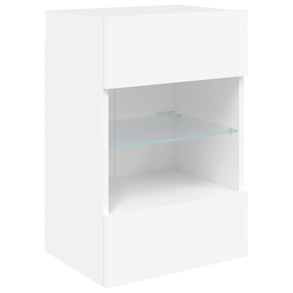 280563 - VIDA XL DOLLAP MURI PËR TV ME DRITA LED, I BARDHË 40x30x60,5 cm