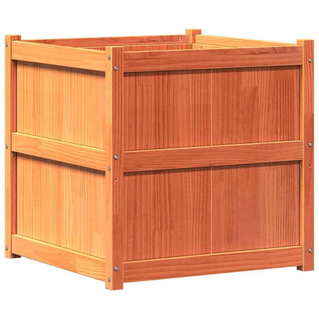280566 - VIDA XL VAZO KOPSHTI NGJYRË DYLLI KAFE 70x70x70 cm DRU PISHE I FORTË