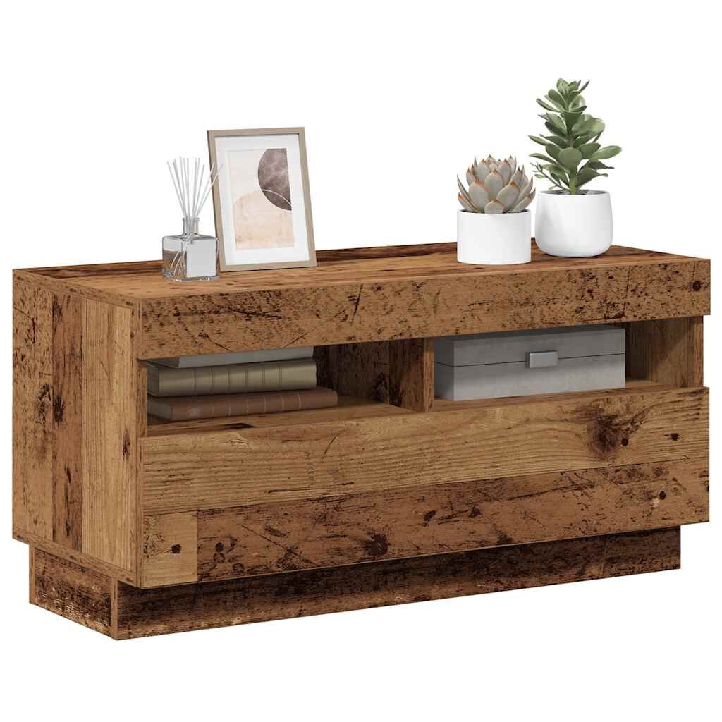 280587 - VIDAXL Kabinet TV me Drita LED Dru i Vjetër 80x35x40 cm Dru i Inxhinieruar
