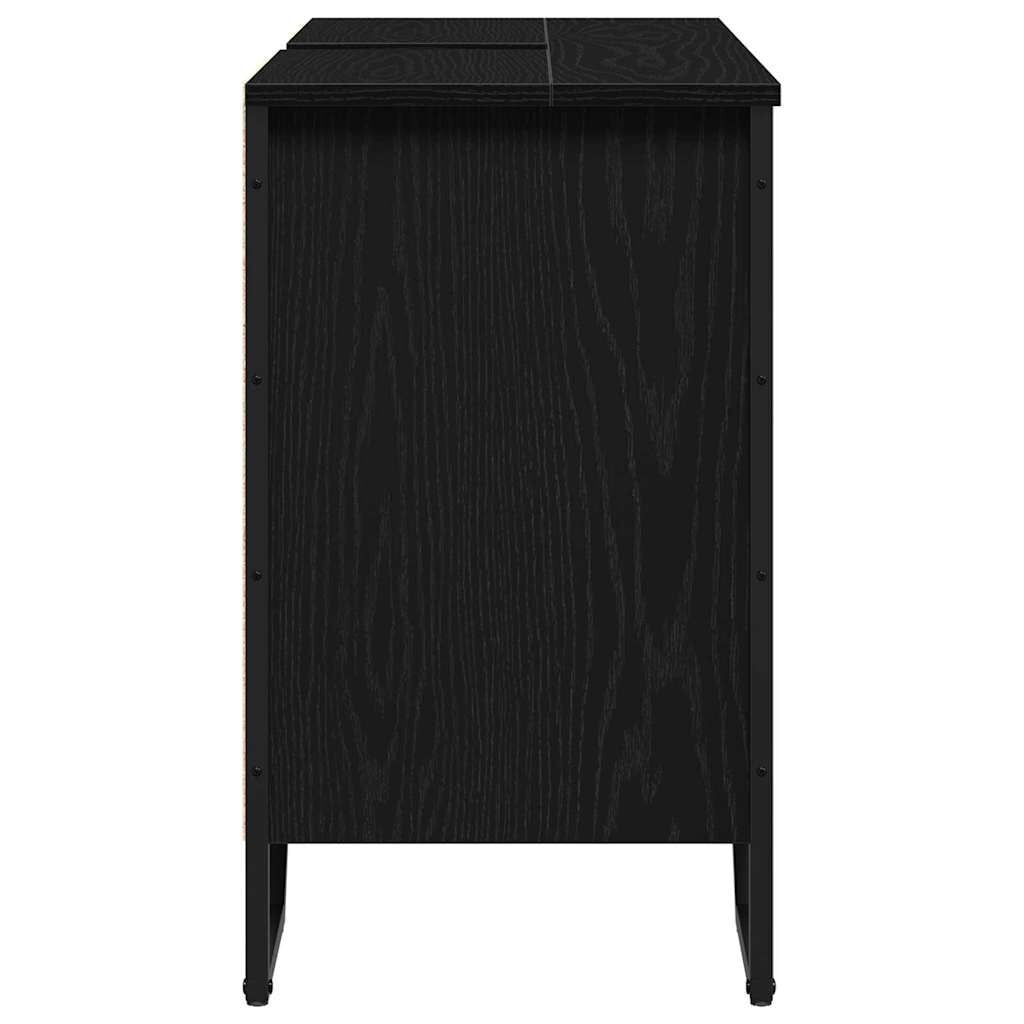 265566 - vidaXL Dollap Lavamani për Banjo, Lisi i Zi 91 x 35 x 60 cm, Dru i Përpunuar