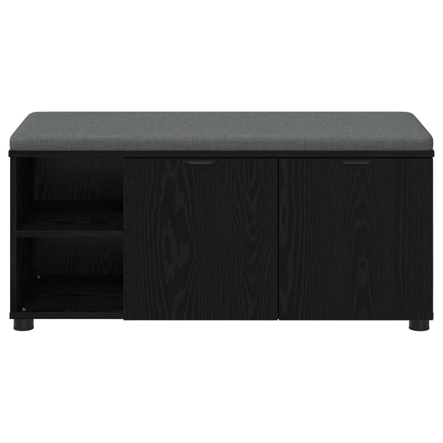 280680 - vidaXL Stol Korridori me Jastëk Lisi i Zi 100 x 38 x 46 cm Dru dhe Pëlhurë