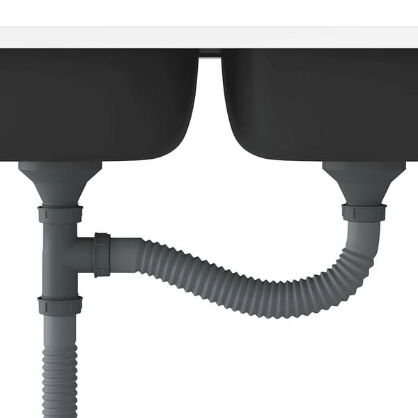 181581 - VIDAXL Lavaman Kuzhine me dy Lavamane, Dimensione 1200x600x155mm, Materiali Çelik Inoks, Ngjyre Argjendi