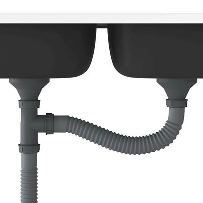 181581 - VIDAXL Lavaman Kuzhine me dy Lavamane, Dimensione 1200x600x155mm, Materiali Çelik Inoks, Ngjyre Argjendi