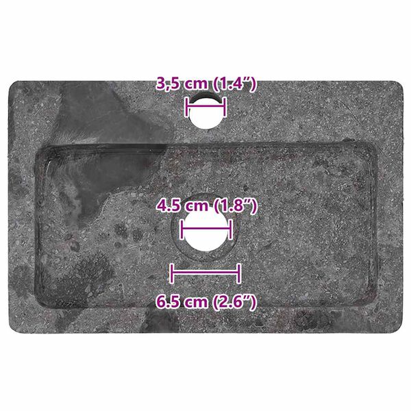 181637 - VIDAXL Lavaman i Montuar në Mur në Ngjyrë Gri, Materiali Mermer, Madhësia 38x24x6.5 cm