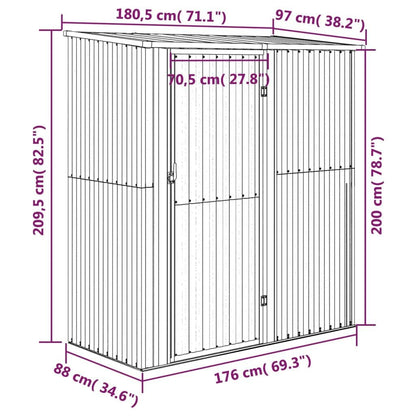 280018 - VIDAXL Kasolle Kopshti 180,5x97x209,5 cm me pamje druri prej çeliku të galvanizuar