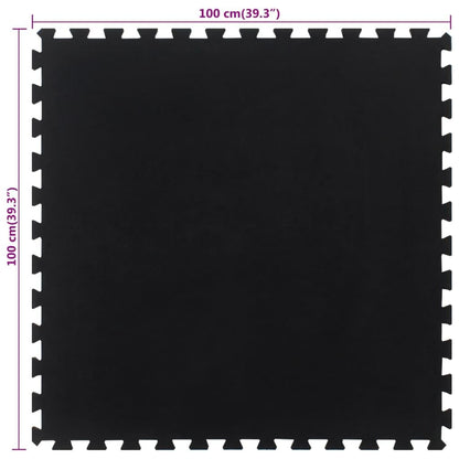 280041 - VIDA XL Pllakë dyshemeje prej gome e zezë 12 mm 100x100 cm