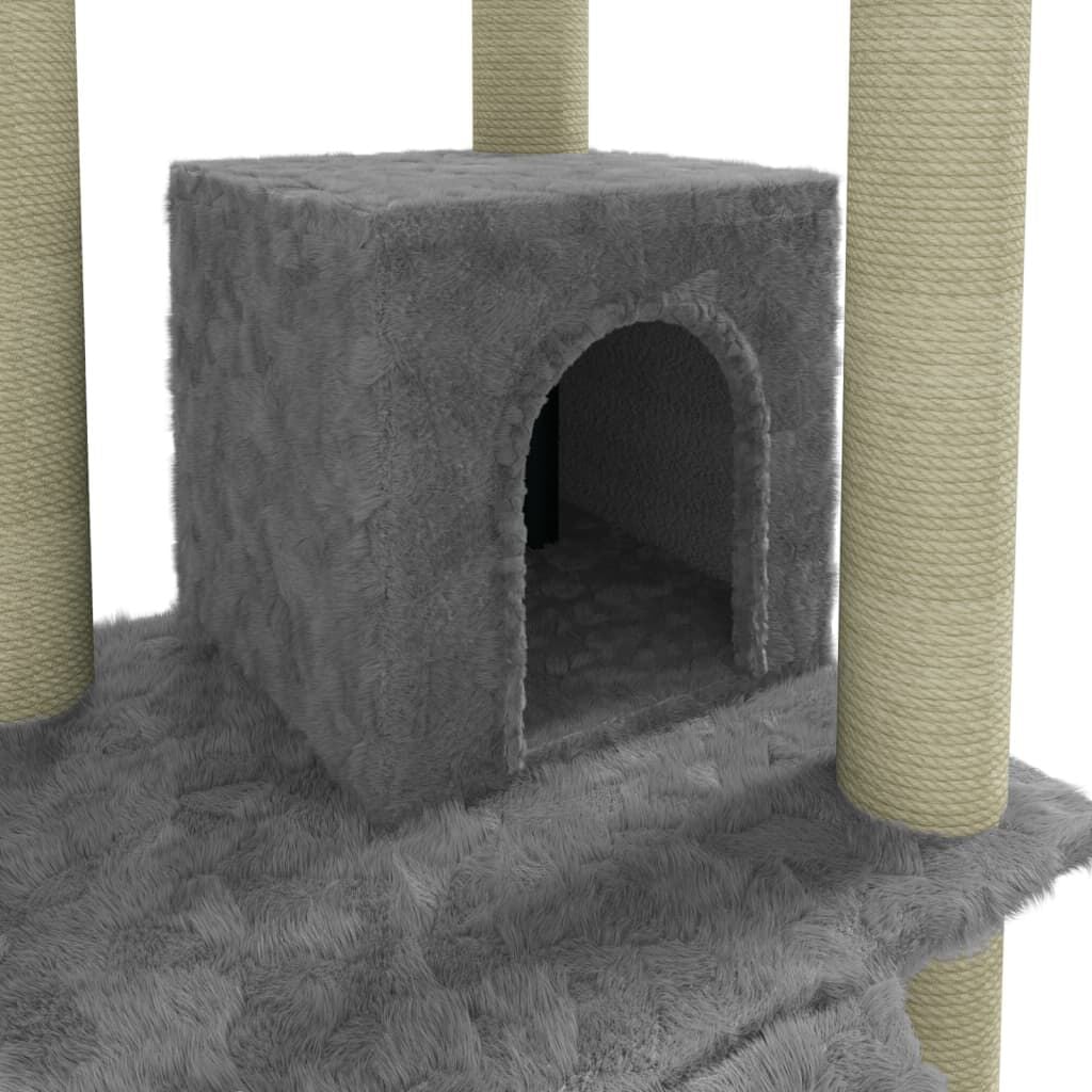 265047 - VIDA XL Pemë për Mace me Shtylla Kërcimi Sisal 155 cm Gri e Çelët